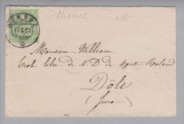 NE Monruz (Neuchatel 3) 1880-10-19 Brief Nach Dôle Jura 25 Rp. Sitzende Helvetia - Brieven En Documenten