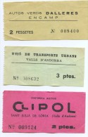 3 BILLETES DE AUTOBUS DE ANDORRA (Ref: 2+Tc) - Europa