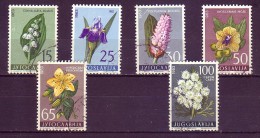 FLOWERS-SET-IRIS-CARUM CARVI-CONVALLARIA MAJALIS-YUGOSLAVIA-1963 - Oblitérés