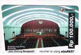 INDONESIA - TELKOMSEL  (GSM RECHARGE) - BUILDING ASIA AFRICA, BANDUNG    EXP.  12.2000  - USED   -  RIF. 8038 - Indonesien