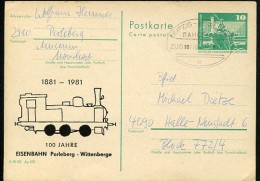 DDR P79-34-81 C166 Postkarte Zudruck Eisenbahn Gebraucht BAHNPOST 1981 - Private Postcards - Used