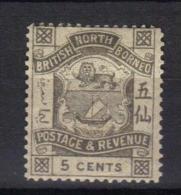 W315 - BORNEO DEL NORD 1889 , 5 Cent  Yvert N. 39  *  Mint - Borneo Del Nord (...-1963)