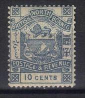 W319 - BORNEO DEL NORD 1889 , 10 Cent  Yvert N. 42  *  Mint - Nordborneo (...-1963)