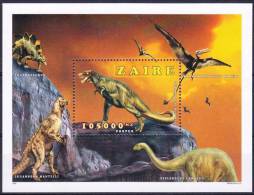 ZAIRE Animaux Prehistoriques, Prehistoire. Tyrannosaurus Rex. Bloc FEUILLET Emis En 1996**  MNH - Vor- U. Frühgeschichte