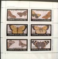 STAFFA SCOTLAND Papillons, Papillon. Insectes, Feuillet 6 Valeurs ** MNH (54) - Schmetterlinge