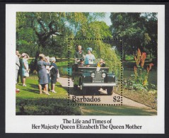 Barbados MNH Scott #664 Souvenir Sheet $2 Opening The Garden Center, Syon House - Queen Mother´s 85th Birthday - Barbados (1966-...)