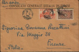 1949 TUNIS TUNISIE X FIRENZE PAR AVION - CONSOLATO GENERALE D´ITALIA - Briefe U. Dokumente