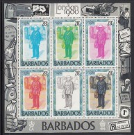 Barbados MNH Scott #532, #533 Souvenir Sheets Of 6 Mailmen - London 80 - Barbados (1966-...)