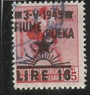 ITALY ITALIA OCCUPAZIONE FIUME 1945 L. 16 SU 0,25 USED TIMBRATO SENZA FILIGRANA NO WATERMARK - Occup. Iugoslava: Fiume