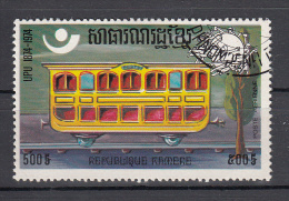 Train, Trein, Locomotive: Camboya Khemer 1974 Mi Nr 439a Postwagen - Trains