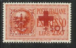 LUBIANA 1944 OCCUPAZIONE TEDESCA ESPRESSI ESPRESSO PRO CROCE ROSSA RED CROSS LIRE 1,25 + 50 MNH - Lubiana