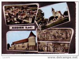 ASSIER   -   N° 3 C -     4 Vues : Vue Générale, L´Eglise, Le Château, Fresque De L´Eglise - Assier