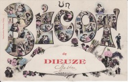 DIEUZE-DUSS (Moselle) Un Bécot De DIEUZE - Carte Fantaisie - Avec Eventaille-Fleur-Personnage  -VOIR 2 SCANS - - Dieuze