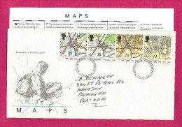 GB GREAT BRITAIN 1991 Grande Bretagne - MAPS - 4v FDC With Brochure - Map , Ordnance Survey, Kent - As Scan - Non Classificati