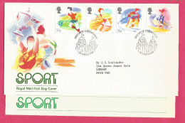 GB GREAT BRITAIN 1988 Grande Bretagne - SPORT - 4v FDC & Brochure - Football League , Tennis, Ski , Gymnastics, Wemb - Clubs Mythiques