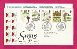 GB GREAT BRITAIN 1993 Grande Bretagne - SWANS - 5v FDC & Brochure - FAUNA VOGELS ZWAAN ZWANEN BIRDS VÖGEL AVES OISEA - Schwäne