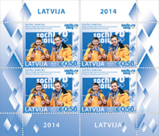 Latvia 2014 BRONZE Medalists In OLIMPIC GAMES RUSSIA Sochi Luge MINI SHEET OF 4 MNH - Winter 2014: Sochi