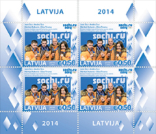 Latvia 2014 BRONZE Medalists In OLIMPIC GAMES RUSSIA Sochi Luge Relay MINI SHEET OF 4 MNH - Winter 2014: Sochi