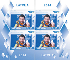 Latvia 2014 SILVER Medalist In OLIMPIC GAMES RUSSIA Sochi Skeleton MARTINS DUKURS   MINI SHEET OF 4 MNH - Winter 2014: Sochi