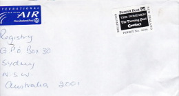New Zealand 2002 Permit Post Label On Cover Sent To Australia - Brieven En Documenten