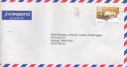 New Zealand 2003 Veteran Vehicles, Talbot, On Cover Sent To Australia - Cartas & Documentos