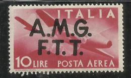 TRIESTE A 1947 AMG - FTT ITALIA ITALY OVERPRINTED DEMOCRATICA  POSTA AEREA LIRE 10 MNH BEN CENTRATO - Airmail