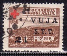 TRIESTE B 1948 SOPRASTAMPATO DI JUGOSLAVIA YUGOSLAVIA OVERPRINTED CROCE ROSSA RED CROSS 2 LIRE SU 0.50 D USATO USED - Gebraucht