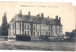 Angle Manquant LESIGNY  Vue Sur Le Parc Le Château  Timbrée - Lesigny