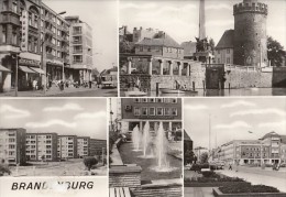 CPA BRANDENBURG- STREET VIEW, STORES, BUSS, TOWER, BOAT, APARTMENT BUILDINGS, FOUNTAIN - Brandenburg