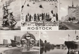 CPA ROSTOCK- STREET VIEW, FOUNTAIN, SHIP, - Rostock