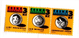 Year 1995 - Compozist Voskovec, Werich, Jezek, Set Of 3 Stamps, MNH - Ungebraucht