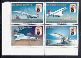Bahrain MH Scott #247b Block Of 4 Different 80f Concorde - 1st Commercial Flight Of Concorde - Bahrein (1965-...)