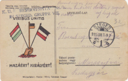 MILITARY POSTCARD, FLAGS, CENSORED, HUNGARY,1915 - Gebruikt