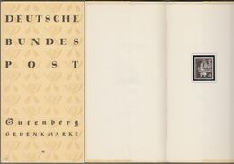 Bund: Minister Card - Ministerkarte Typ I, Michel-Nr. 198 ** : " Gutenberg Gedenkmarke " Rarität !   X - Lettres & Documents