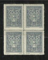 CITTÀ DEL VATICANO VATICAN VATIKAN CITY 1945 MEDAGLIONCINI STEMMA EFFIGIE PAPA PIO XII CENT. 5 QUARTINA BLOCK MNH - Unused Stamps