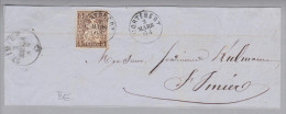 Heimat BE Cortebert 1864-03-02 Fingerhut-stempel Auf Grossem Briefstück Mit 5Rp. Braun - Storia Postale
