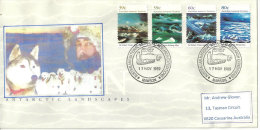 Paysages De L´Antarctique Australien, Série Complète Yv.AAT. 84/87, Lettre Postée à La Base Mawson En 1989 - Covers & Documents