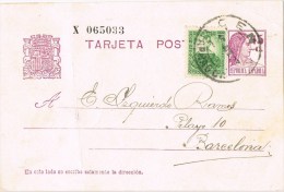 8941. Entero Postal LA CENIA (Tarragona) 1937. Franqueo Complementario - 1931-....
