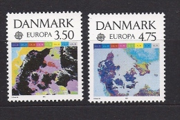 Timbre(s) Neuf(s) **danmark, Europa 1991, N°1004-5 Y Et T,europe Et Espace, Images Satellitaires, Cartes - Ungebraucht