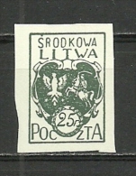 Poland;1920 Issue Stamp 25f. (Central Lithuania) MNH** - Ocupaciones