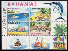 Bahamas MNH Scott #293a Souvenir Sheet Of 4 Game Fishing Boats, Beach, Sunfish Sailboats, Parade - Tourism - 1963-1973 Ministerial Government