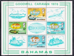 Bahamas MNH Scott #306a Souvenir Sheet Of 4 Globe And Bus, Train, Sailboat, Airplane - Goodwill Caravan - 1963-1973 Autonomia Interna