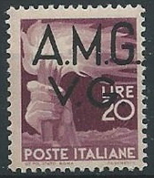 1945-47 TRIESTE AMG VG DEMOCRATICA 20 LIRE MNH ** - ED395-3 - Mint/hinged