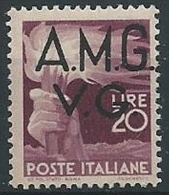 1945-47 TRIESTE AMG VG DEMOCRATICA 20 LIRE MNH ** - ED395-3 - Ongebruikt