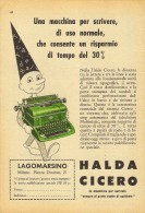 # HALDA CICERO MACCHINA DA SCRIVERE  1950s Advert Pubblicità Publicitè Reklame Typewriter Machine Ecrire Schreibmaschine - Andere & Zonder Classificatie