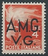 1945-47 TRIESTE AMG VG DEMOCRATICA 4 LIRE VARIETà MNH ** - ED403 - Mint/hinged