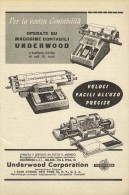 # UNDERWOOD CALCULATORS New York 1950s Italy Advert Pubblicità Publicitè Reklame Calcolatrice Calculatrice Rechner - Other & Unclassified