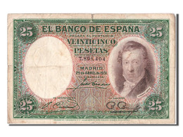 Billet, Espagne, 25 Pesetas, 1931, 1931-04-25, TB+ - 25 Peseten