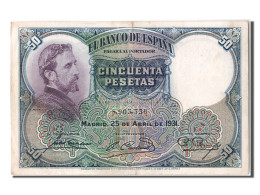 Billet, Espagne, 50 Pesetas, 1931, 1931-04-25, SUP+ - 50 Peseten