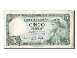 Billet, Espagne, 5 Pesetas, 1954, 1954-07-22, TTB - 5 Peseten